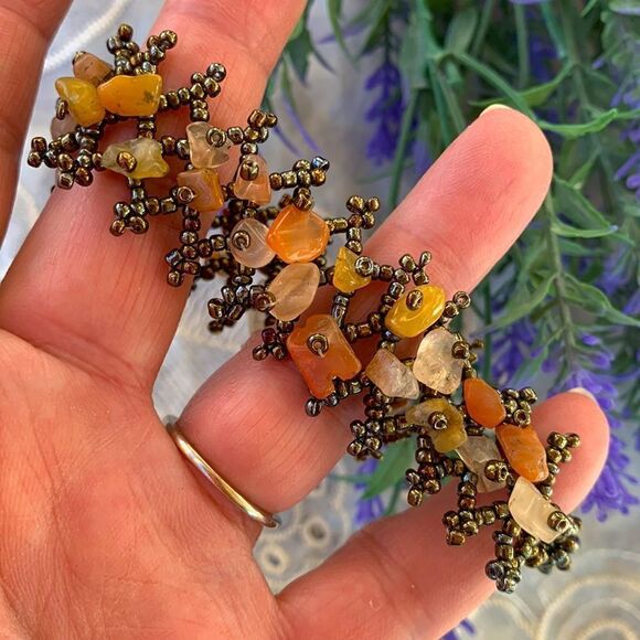 VTG Handcrafted Agate Gemstone & Seed-bead Bracelet - Picture 2 of 10